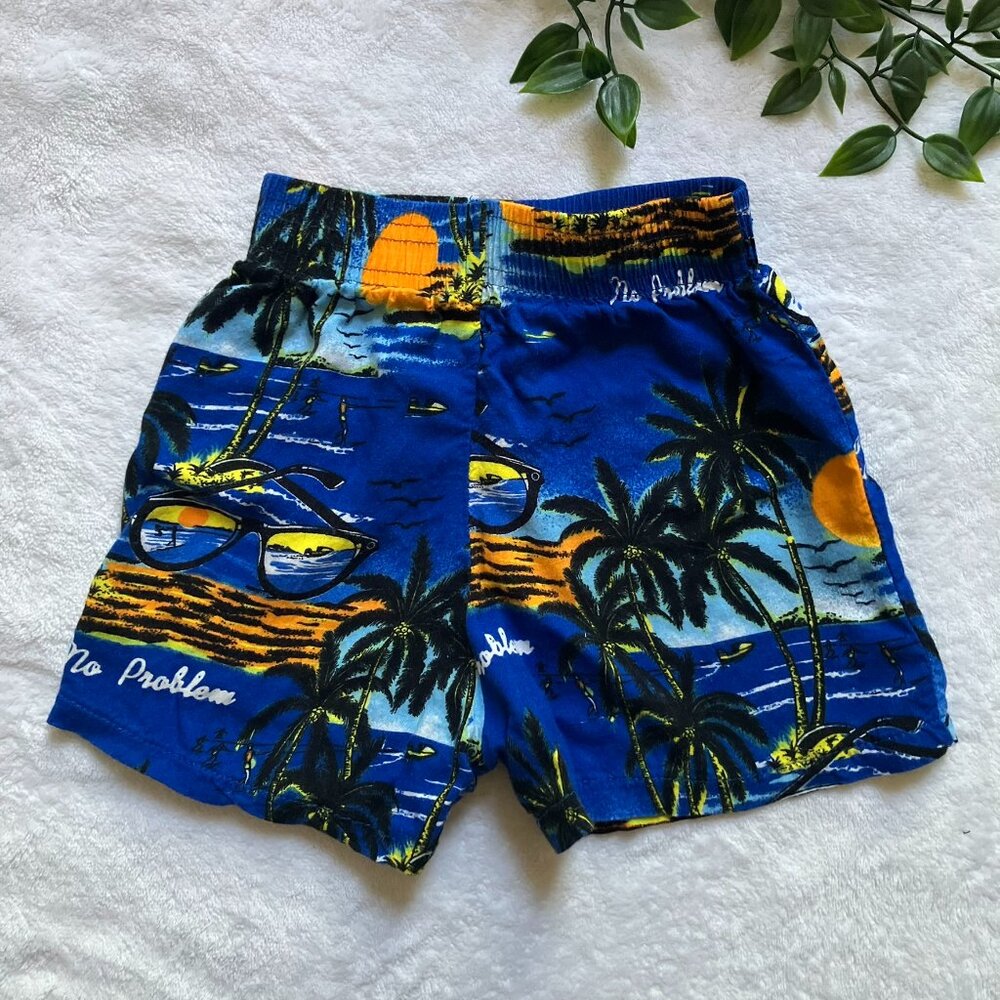 Tropical Toddler Shorts 18-24M Palm Tree Beach Vacation Summer